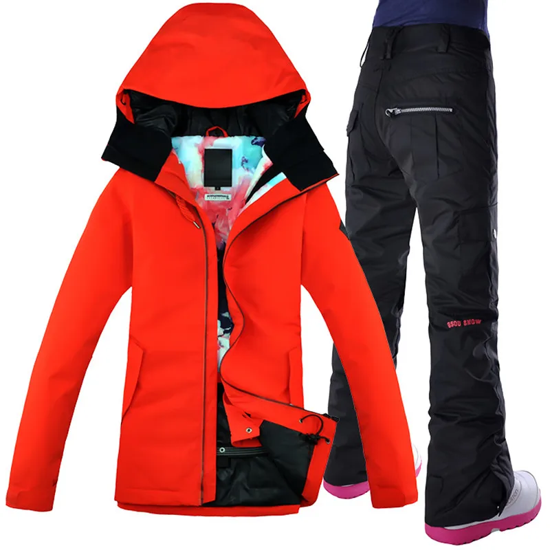 Gsou Snow Women Ski Jacket Pant Snowboard Suit Thermal Suit Female