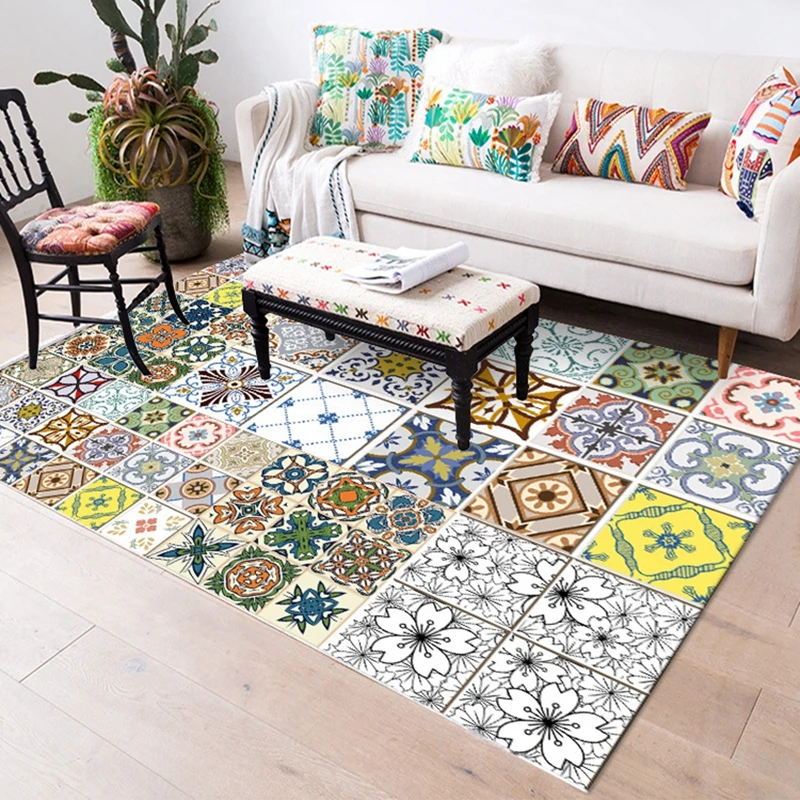

European Large Area Rugs Geometric Multi-Pattern Bohemian Style Decor Floor Mat Carpet For Living Room Bedroom Anti-Slip Tapete