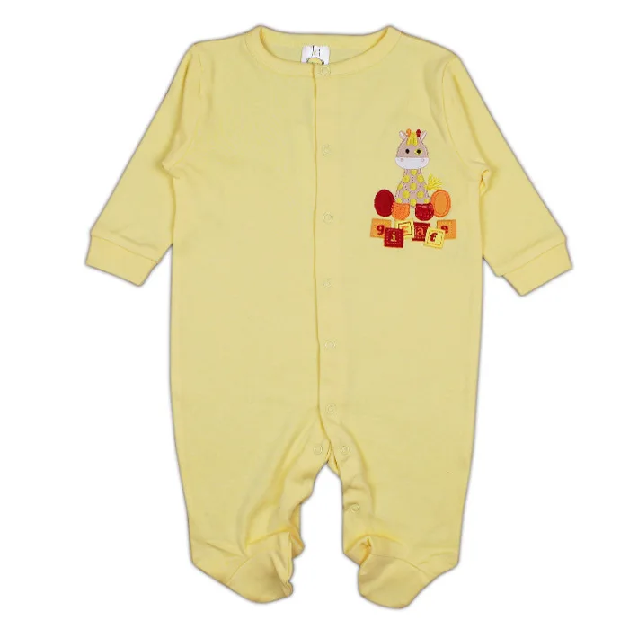 Оптовая 5 Шт. За Лот Baby Boy Footed Пижамы Комбинезон Новорожденного Мальчика Желтый