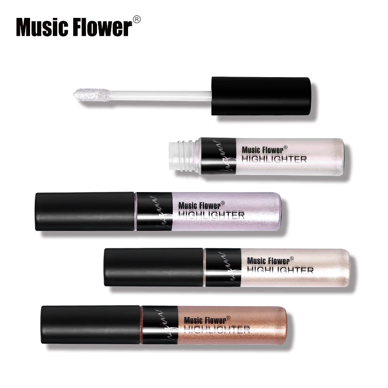 8 расцветок Music Flower бренд уход за кожей лица прозрачный макияж Shimmer жидкий хайлайтер Водонепроницаемый для придания яркости контурам освещения