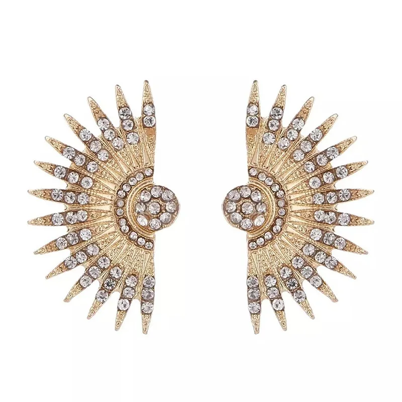 

Fashion Cool Crystal Earrings For Women Silver Gold Black Big Statement Stud Earrings Ladies Punk Sector Earrings Brincos
