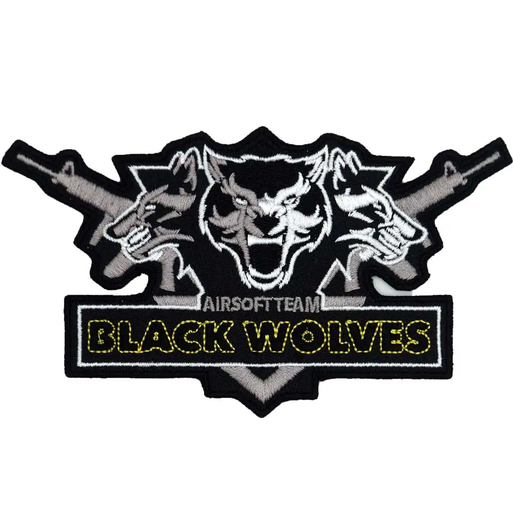 Страйкбол команда Черный волк вышитая аппликация, этикетка для шитья Панк Байкер нашивки одежда наклейки Одежда Аксессуары значок