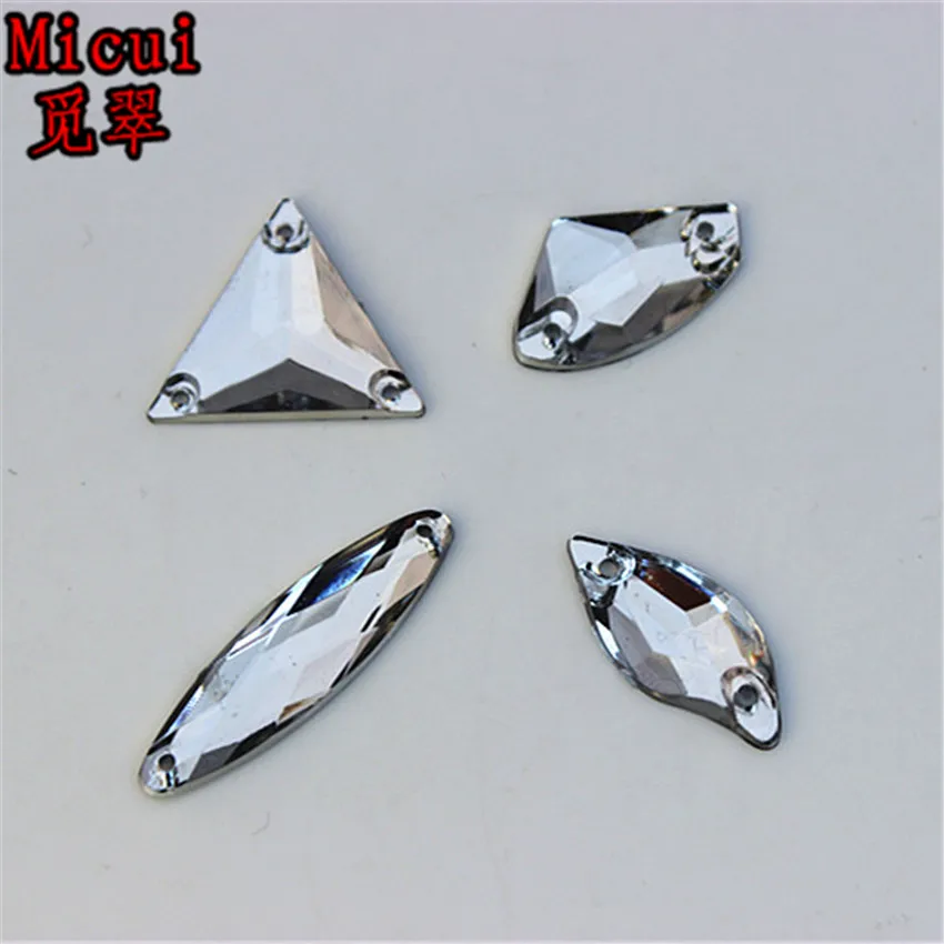 

Micui 100PCS Irregular Acrylic Rhinestones Crystal Flat Back Beads Sew On Stones For Clothing Craft Decoration ZZ80