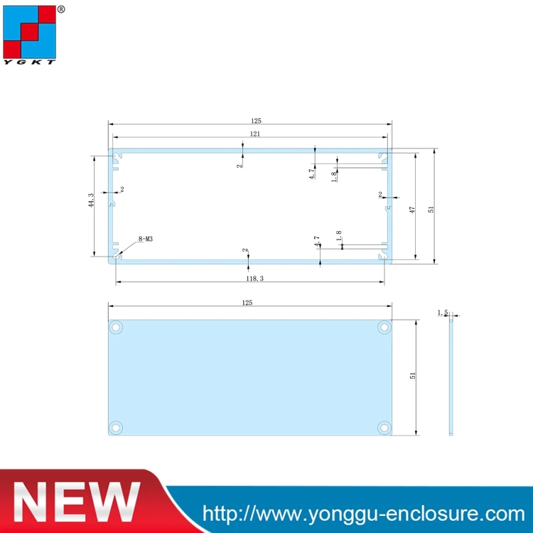 125*51* L(W-H-L) алюминиевая коробка для проекта PCB алюминиевый корпус электронный корпус