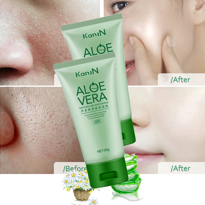 

2pcs/lot Soothing and Moisturizing Aloe Vera Gel Hydrating Day Creams Whitening Face Cream Moist Repair After Sun Brighten Skin