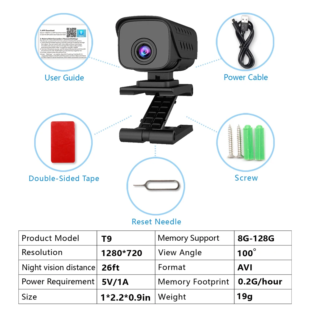 T9 HD мини Wifi камера IR-Cut Облачное хранилище IP/камера AP AI камера обнаружения человека Дистанционная сигнализация видеокамера максимальная поддержка 128G