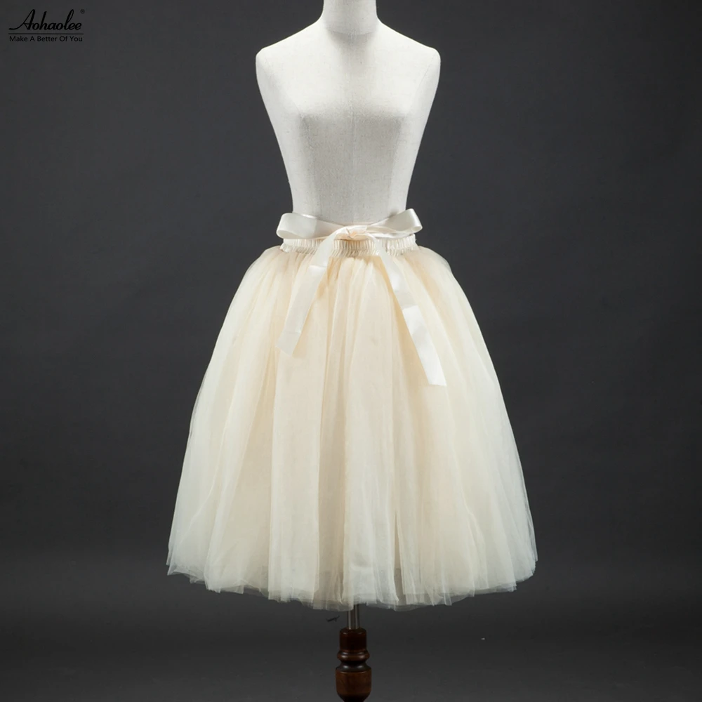 Aohaolee fashion 7 lagen tule rokken party prom bubble midi tutu rokken vintage vrouwen lolita petticoat falda mujer saia jupe Aohaolee fashion 7 lagen tule rokken party prom bubble midi tutu rokken vintage vrouwen lolita petticoat falda mujer saia jupe