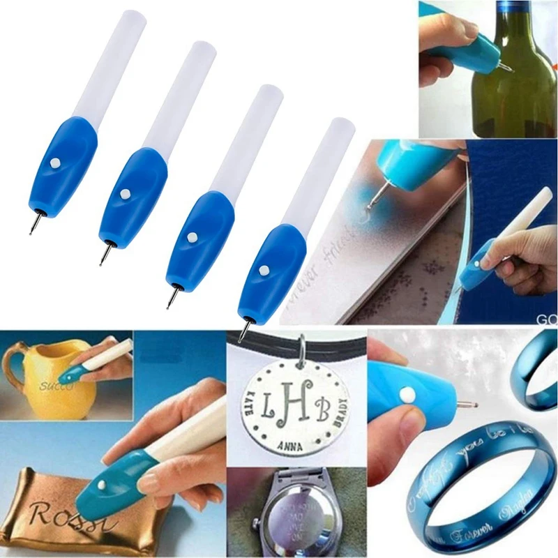 

4-Pack Cordless Electric Engraving Pen Carve Tool With Tips For Diy Jewelry Metal Wood Ceramic Glass
