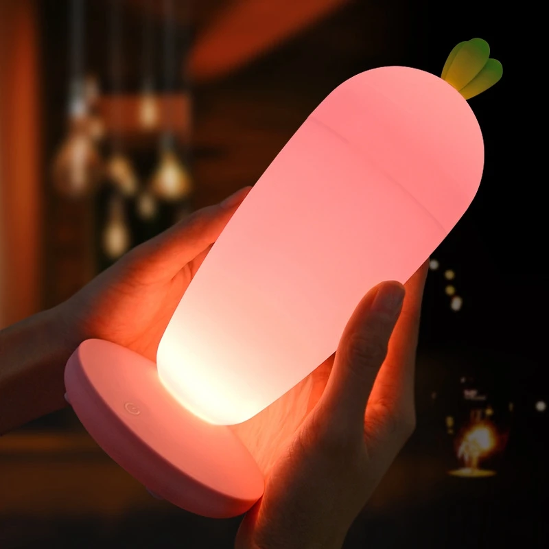 Novelty Little Cute Girl Radish Night Light Touch USB Charging Bedside Table Lamp Atmosphere Eyes Protection Decorative Light (4)