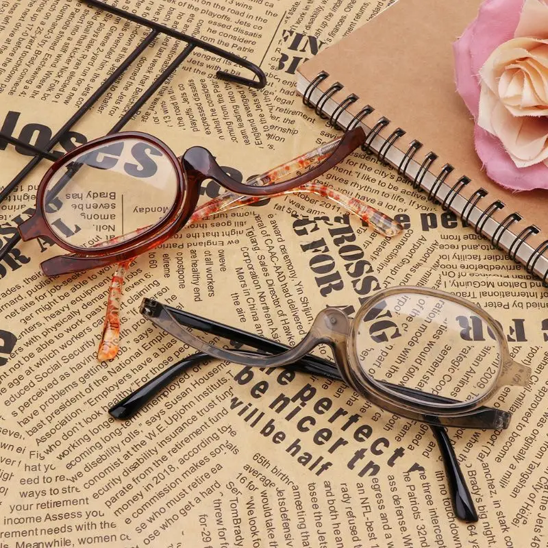 

Women Makeup Magnifying Reading Glasses Rotary Flip Make Up Eye Glasses +1 +1.5 +2 +2.5 +3 +3.5 +4.0