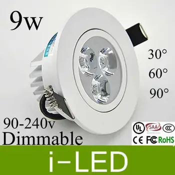 

White shell Led Spotlight Dimmable 9w fixture Led Ceiling Lighting Bulb Lamp 110v 220v Warm / Natural White 4500k UL CE SAA
