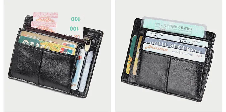 Воловья натуральная кожа RFID мужской карт-Холдер, кошелек Миниатюрный держатель карт с карманом для монет мужской маленький кошелек для