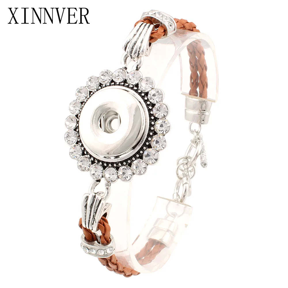 

Newest Design Snap Bracelet&Bangles High Quality Leather Charms Bracelets For Women Fit 18mm Xinnver Snaps Button Jewelry ZE219