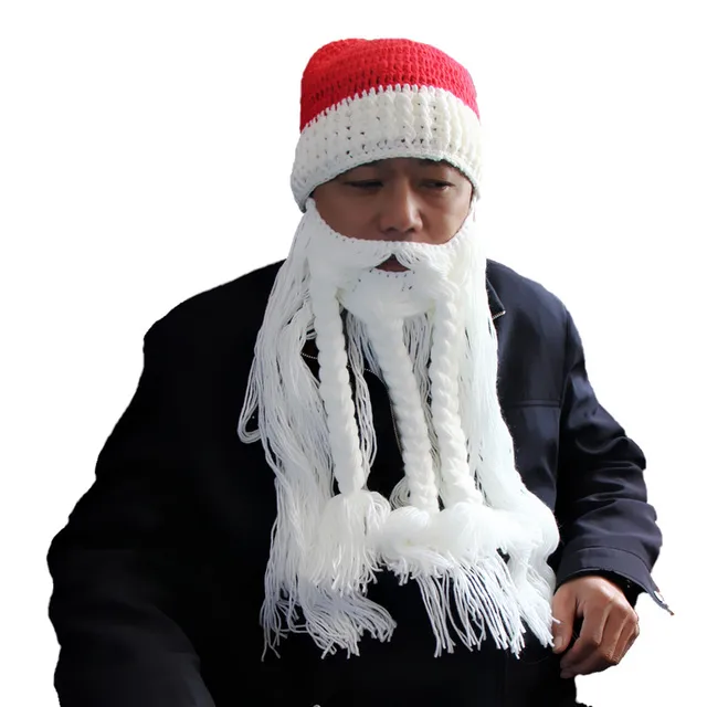 cool fashion hat customized size santa claus hat with beard red hat