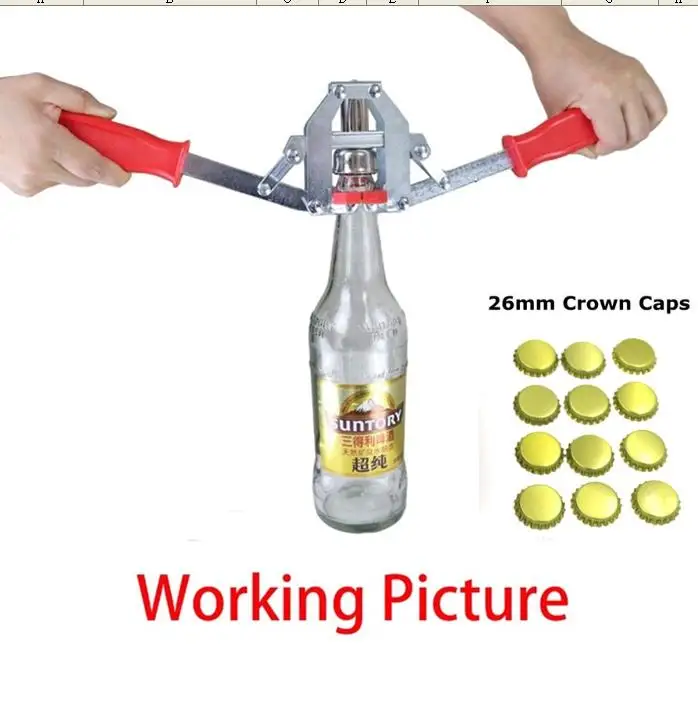 Premium Quality Manual Beer Bottle Capper for 26mm Crown Caps Homebrew + 12pcs | Дом и сад