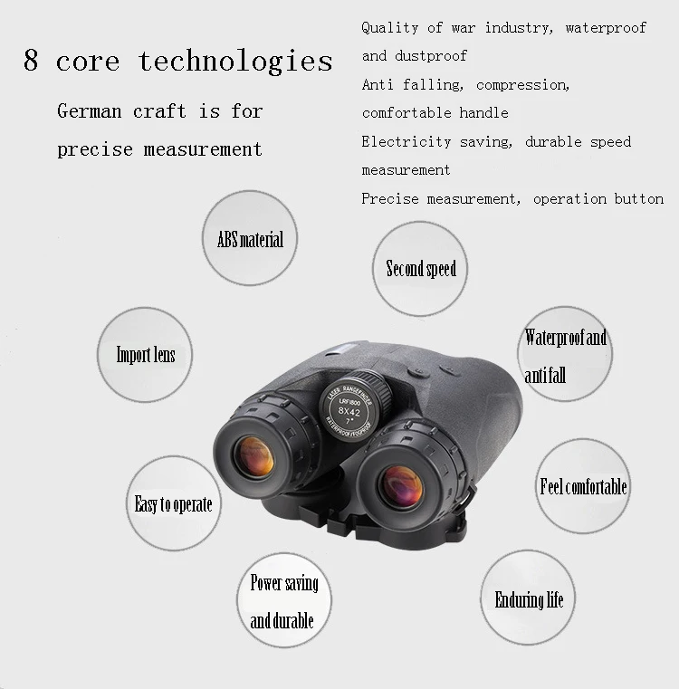 8x42 1800 м лазерный Водонепроницаемый дальномер бинокль для охоты/Гольф rangfinder область открытый измеритель расстояния