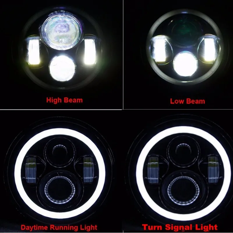 7 Inch Round LED Headlights Assembly with Halo Ring Angel Eye & DRL & Turn Signal Light for Offroad Jeep JK TJ CJ Hummer xsd.jp77g