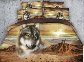 

3D Sand Wolf Comforter set Desert Animal print Bedding quilt duvet cover bed sheet linen bedspread Cal King size queen twin 5PCS