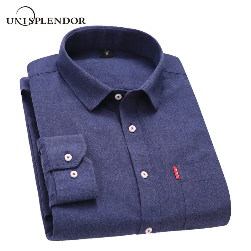 

100%Cotton Men's Clothing Solid Spring Autumn Men Shirt Long Sleeve Cool Business Man Dress Shirt Wedding Plus Size Tops YN10468