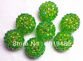 

20MM green color 100pcs / lot Chunky Resin Rhinestone Beads,Bling Resin Ball Beads, (effect of jelly bead B16)
