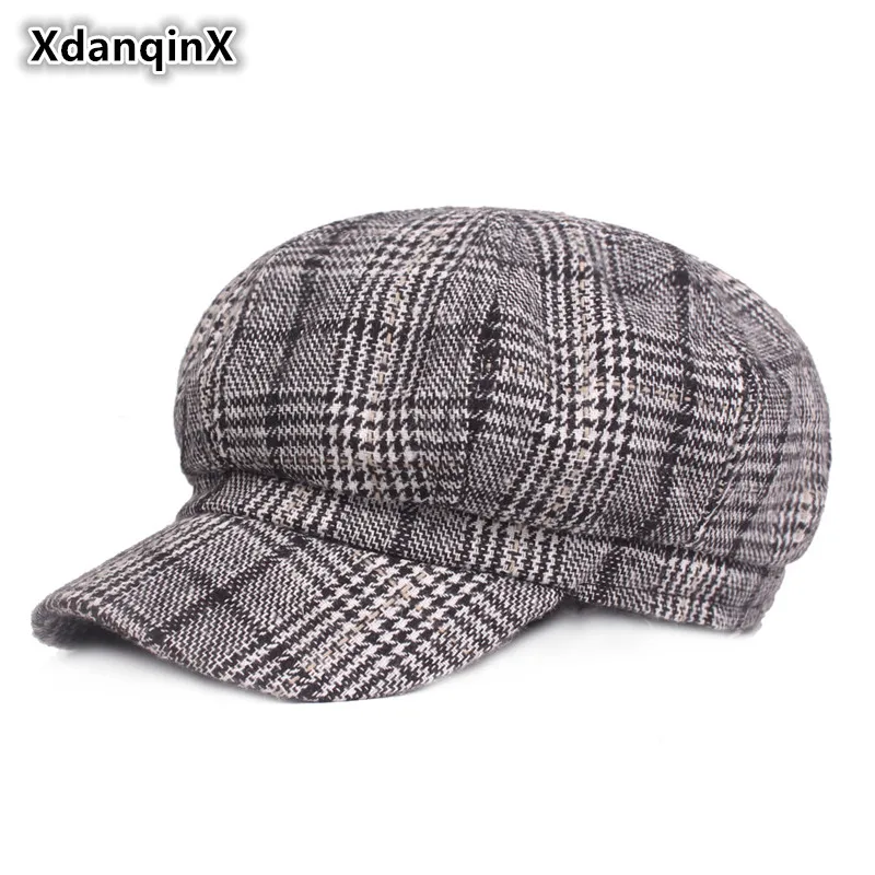 XdanqinX осень-зима теплые Для женщин кепка газетчика толще Элегантная мода Винтаж женский берет с загругленным Женская зимняя обувь шляпа
