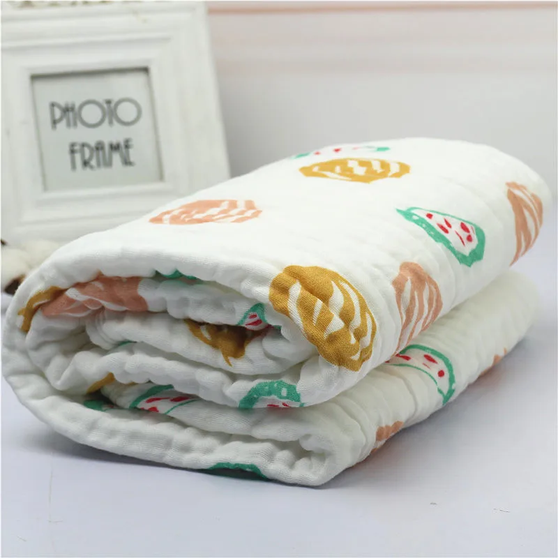 Algodão com Borda Peça Wasoyoli Bebê Swaddles 110*110cm 6 Camadas Cobertores 100% Seersucker Musselina Branca Banho Macio Segurar Envoltórios 1 8 Cobertores e mantas