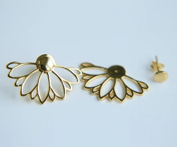 

original 925 Sterling Silver shinny silver luxury women summer flower jacket round dots silver earring