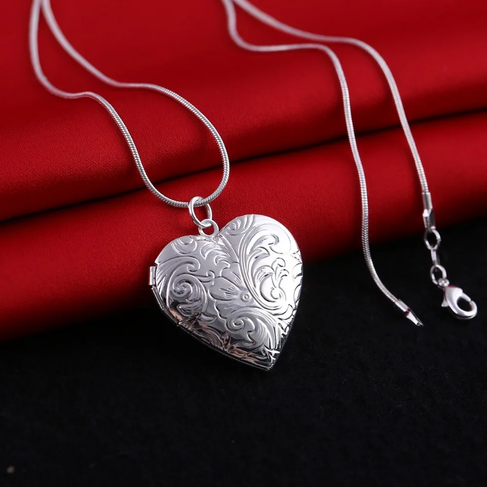 New Fashion Silver Plated Pattern Photo Locket Pendant Necklace Snake