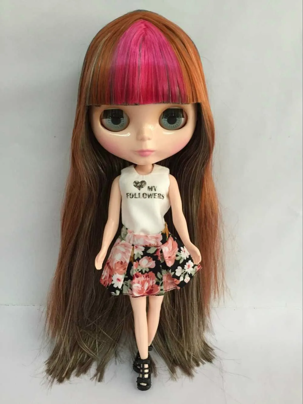 Free shipping Nude Blyth Doll, joint body doll brown hair 