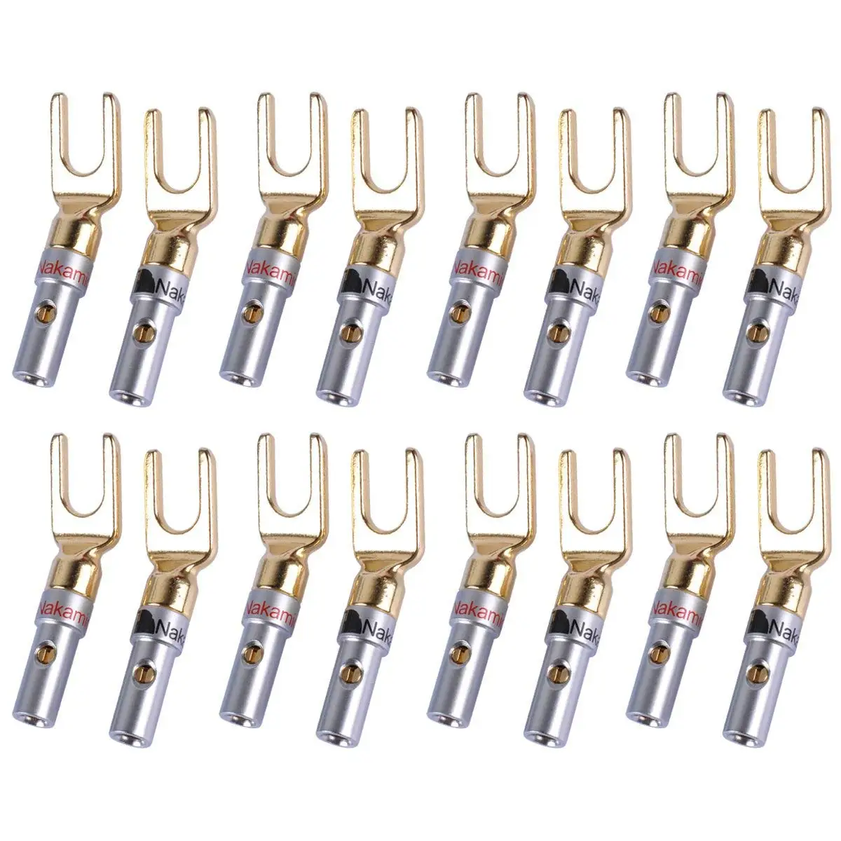 

HFES New Y Plug 45 Degree Screw Spade Connector for Speaker Wire DIY - Pack of 16 (8 Black,8 Red)