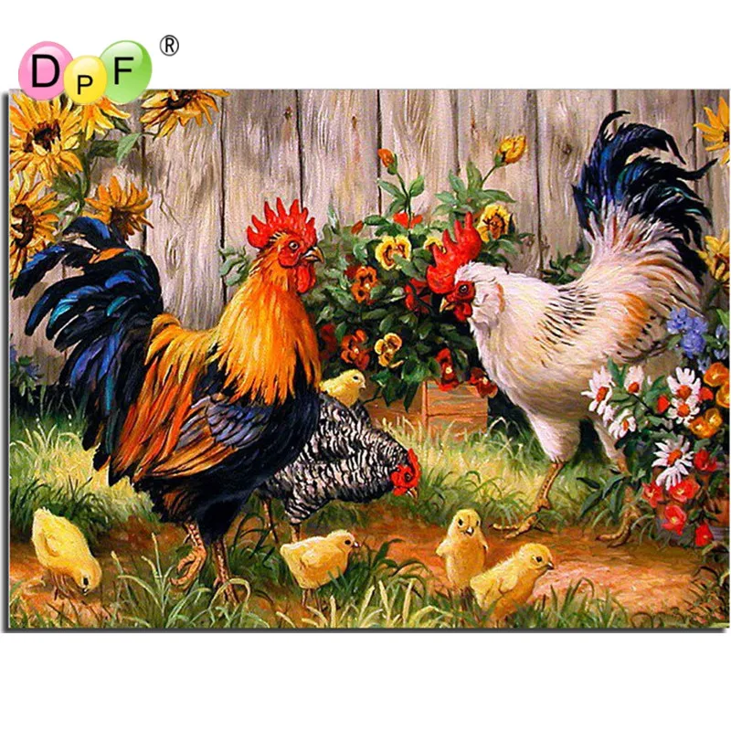 

New animal 3d Diamond Painting Cross Stitch Kits Happy chicken Embroidery Rhinestone square Full dill Home Decor crafts picture