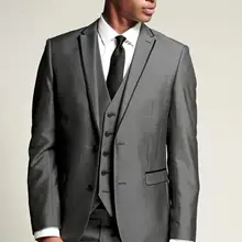 Новейший дизайн Custume Homme на одной пуговице с отворотом, модные 3 предмета(куртка+ брюки+ жилет+ галстук), Новое поступление, светло-серый