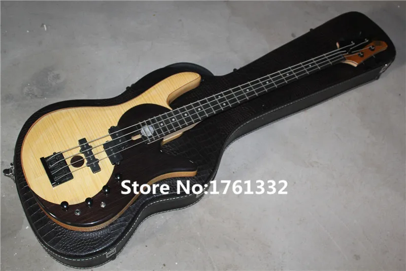 

Factory custom 24 frets 4 strings electric bass guitar with hardcase,flame maple veneer,Tai Ji pattern,can be changed as request