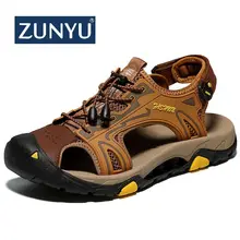 ZUNYU/Новинка; Летняя мужская обувь; мужские кожаные сандалии; модные сандалии на плоской подошве для мужчин; мужские сандалии из натуральной кожи; пляжные сандалии; кроссовки