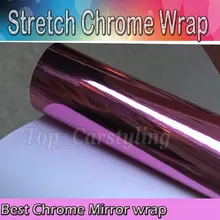 Pink Stretchable Chrome Mirror Car Wrap PROTWRAPS Film Full Car COVERING Styling foil with air Bubble