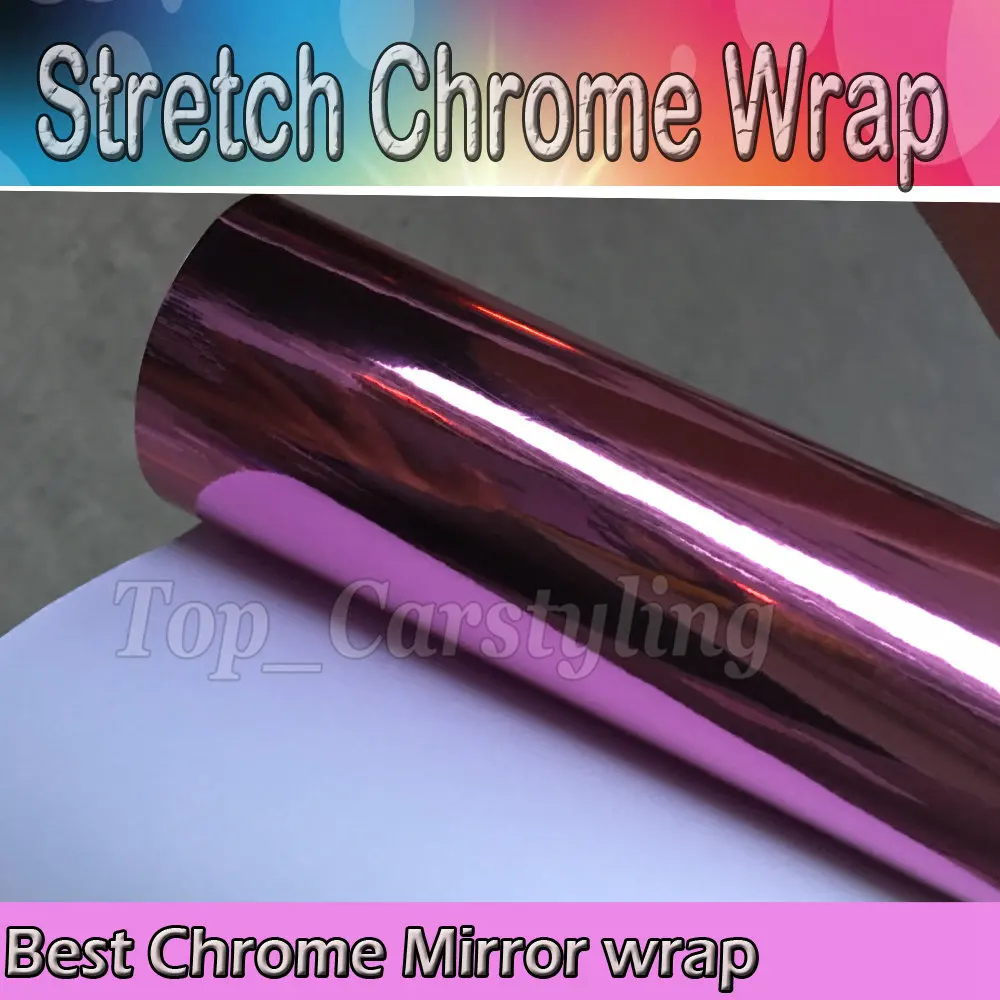 Pink Stretchable Chrome font b Mirror b font font b Car b font Wrap PROTWRAPS Film