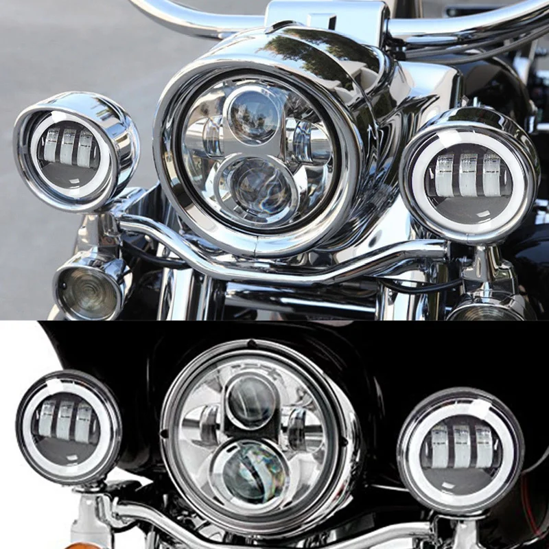 4.5 Inch 30W Black LED Auxiliary Passing Spot Lights for Harley-Davidson Motorcycles Fog Lighting  (6)