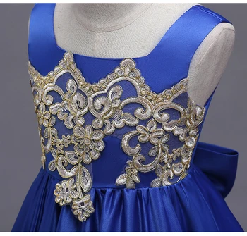 

5340 Golden Embroidery Princess Baby Girls Dress Summer Easter Wedding Party Kids Dresses For Girls Wholesale baby girl clothes