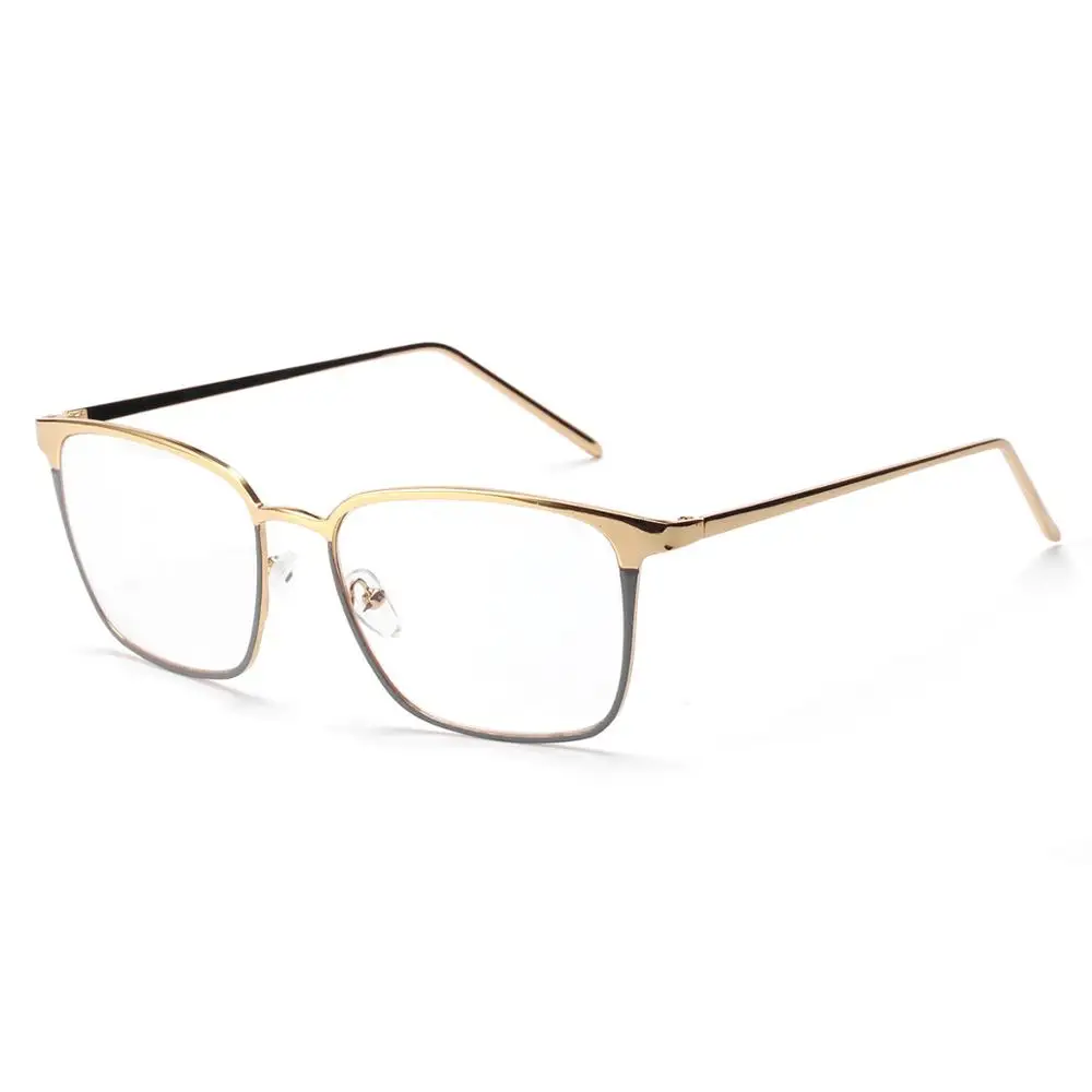Ovza прямоугольная модная оправа для очков мужские золотые металлические женские очки оправа винтажные прозрачные очки высшего качества S2046 - Цвет оправы: Золотой