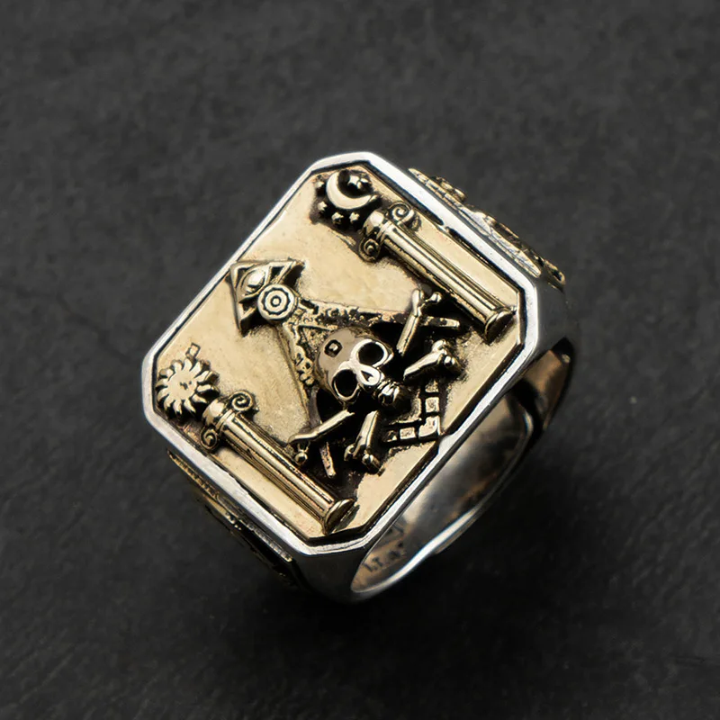 Череп MasonicRing 925 Серебряное кольцо для Для мужчин всеведущий глаз и масоном Тотем ювелирные изделия
