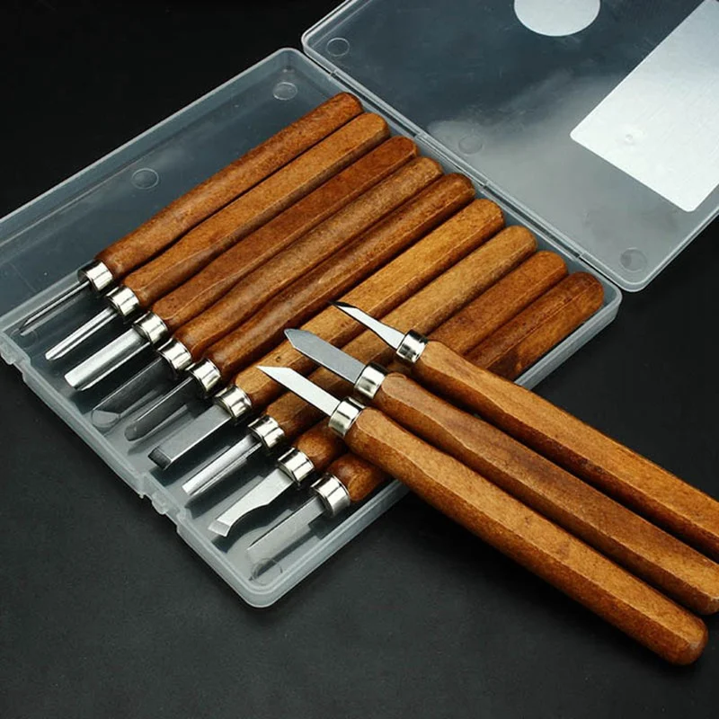 12PCS Handmade Woodcut Knife Multi purpose Chisel Hand Engraving Tool