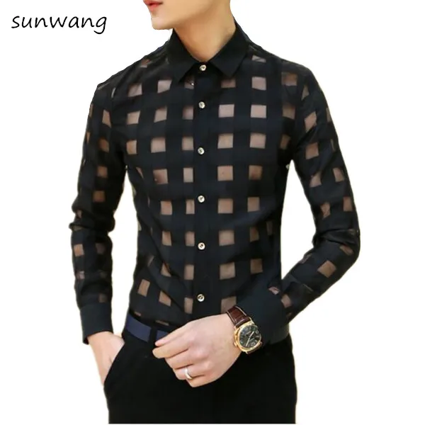 Aliexpress.com : Buy 2018 Spring Men Shirt Korean Mens See ttrough Lace Dress Shirts Men's Sexy 