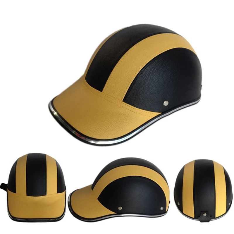 1 шт мотоциклетный шлем из искусственной кожи с открытым полулицевым покрытием, велосипедный шлем для скутера, бейсбольная кепка, защитные шлемы - Цвет: YW