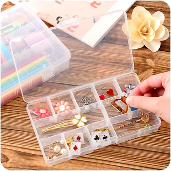 

New Adjustable Plastic 10/15/24 Compartment Storage Box Earring Jewelry Bin Container Pill Box Organizer