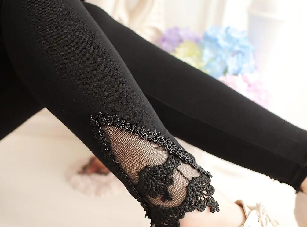 YSDNCHI Summer Casual Leggings Women Knitted Legging Hollow Out Lace Diamond Fitness Leggings Black Pants tights for women Leggings