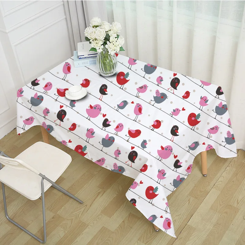 Elegant Table Cover Cartoon Animal Flower Printed Tablecloth for Wedding Restaurant Banqueting Chri