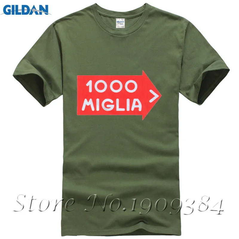 1044908 Винтаж итальянский Mille Miglia ралли наклейка Футболка белая хлопок 1000 цифровой
