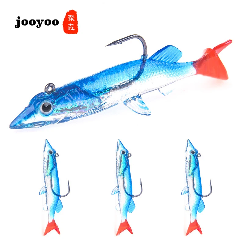 New Lead Hook Lure Silicone Soft Bait 6.6g/7.5cm 3/psc Outdoor Fish Bait Hook Fish Food Fishing Gear Accessories jooyoo