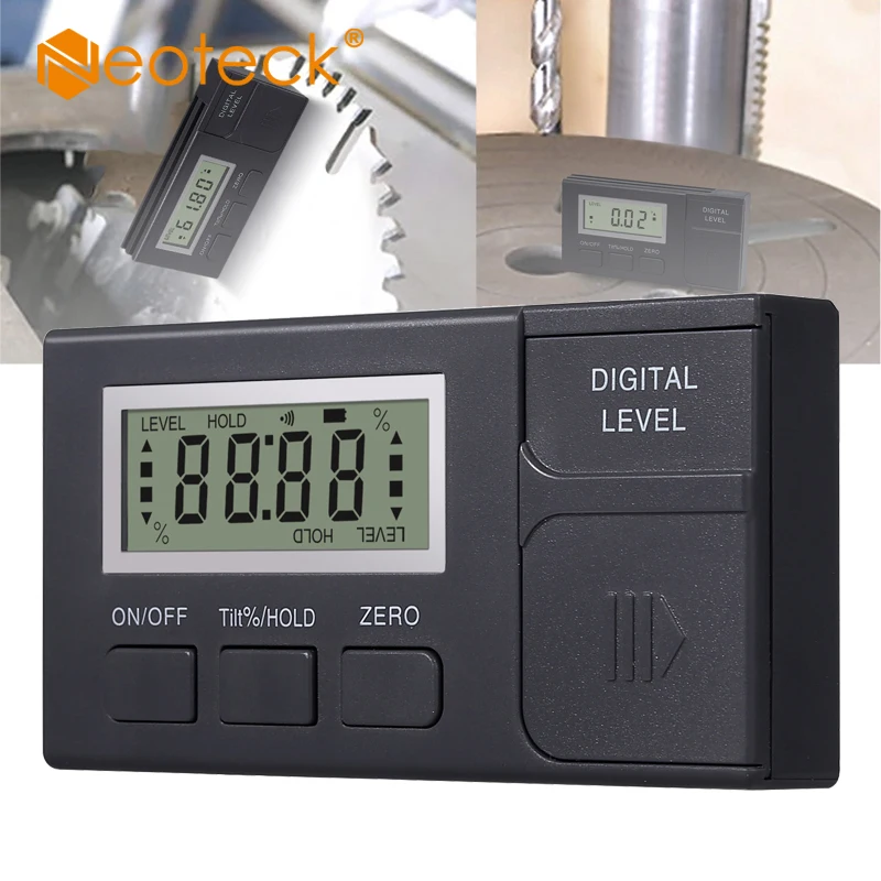 

Neoteck Digital Miter Saw Protractor Angle Finder with Magnetic on 2 Sides inclinometer Mini electronic level Box for Table Saw