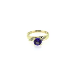 Ani 18 К желтого золота (au750) для женщин обручальное кольцо сертифицированные I/SI 0.865 КТ круглая огранка Танзанит кольцо с бриллиантом для Enagement
